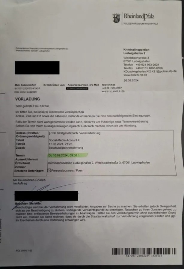 Foto - Filistin'e destek verdi, Alman polisi ifadeye çağırdı! "Almanya ikinci bir soykırıma suç ortaklığı yapmasın"