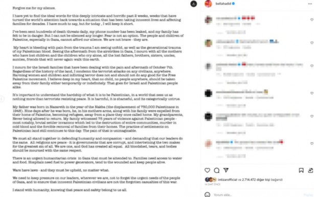 Foto - Filistin'e destek veren Bella Hadid'e tehdit yağdı!