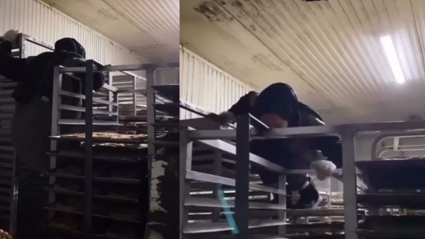 Foto - Fırında mide bulandıran görüntüler! Başörtülü tezgahtarın şu yaptığı rezilliğe bakın