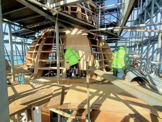 Foto - Fotoğraflar geldi! Kız Kulesi'nde kubbe ahşap imalatları tamamlandı... İşte son görüntü...