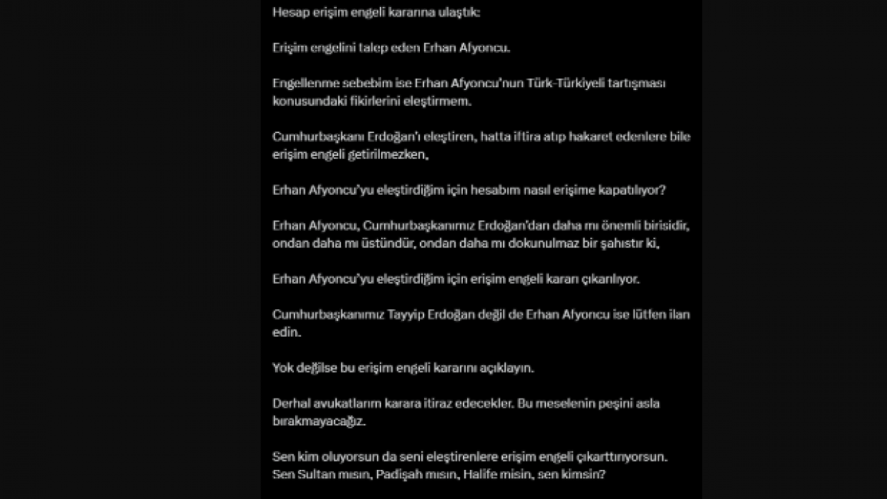 Foto - Furkan Bölükbaşı'ndan olay iddia: Erhan Afyoncu hesabımı kapattırdı