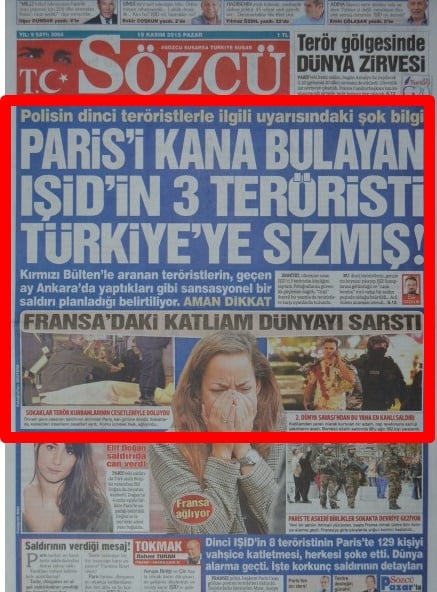 Foto - Bizden söylemesi gerisi savcılara kalmış! Sözcü'den Paris'teki saldırı sonrası dört dörtlük hainlik