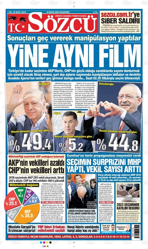 Foto - Gazeteler seçim sonuçlarını nasıl gördü? Çamur medyasında akıllara zarar manşet