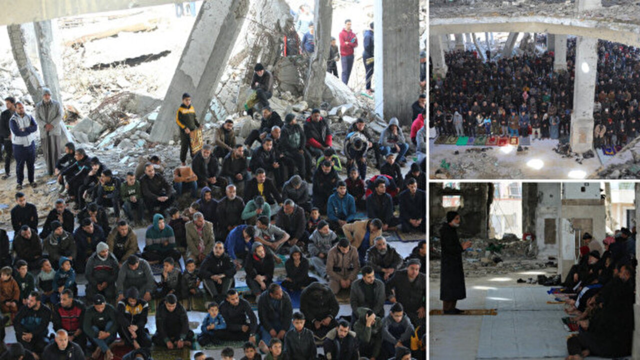 Gazze'de molozların arasında cuma namazı!