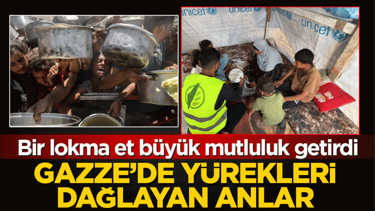 Gazze'de yürekleri dağlayan anlar! Bir lokma et büyük mutluluk getirdi