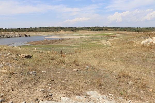Foto - Gölet kuraklık nedeniyle dip seviyeyi gördü