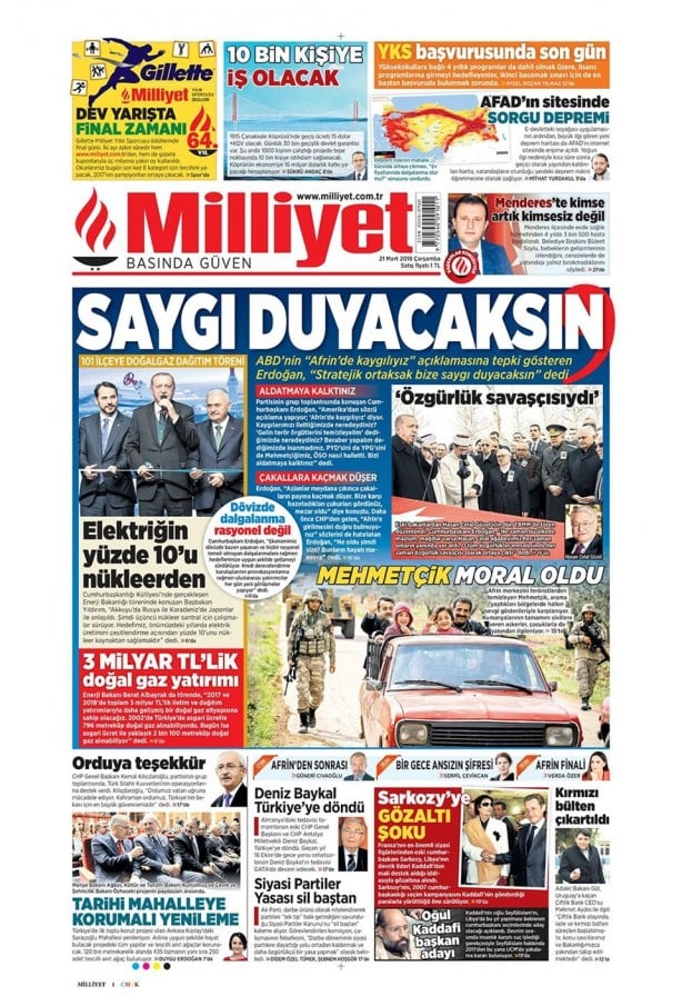 Foto - Günün gazete manşetleri (21 Mart 2018)