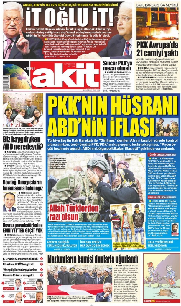 Foto - Günün gazete manşetleri (21 Mart 2018)