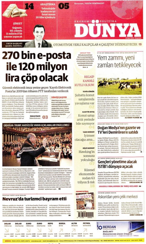 Foto - Günün gazete manşetleri - 22 Mart 2018