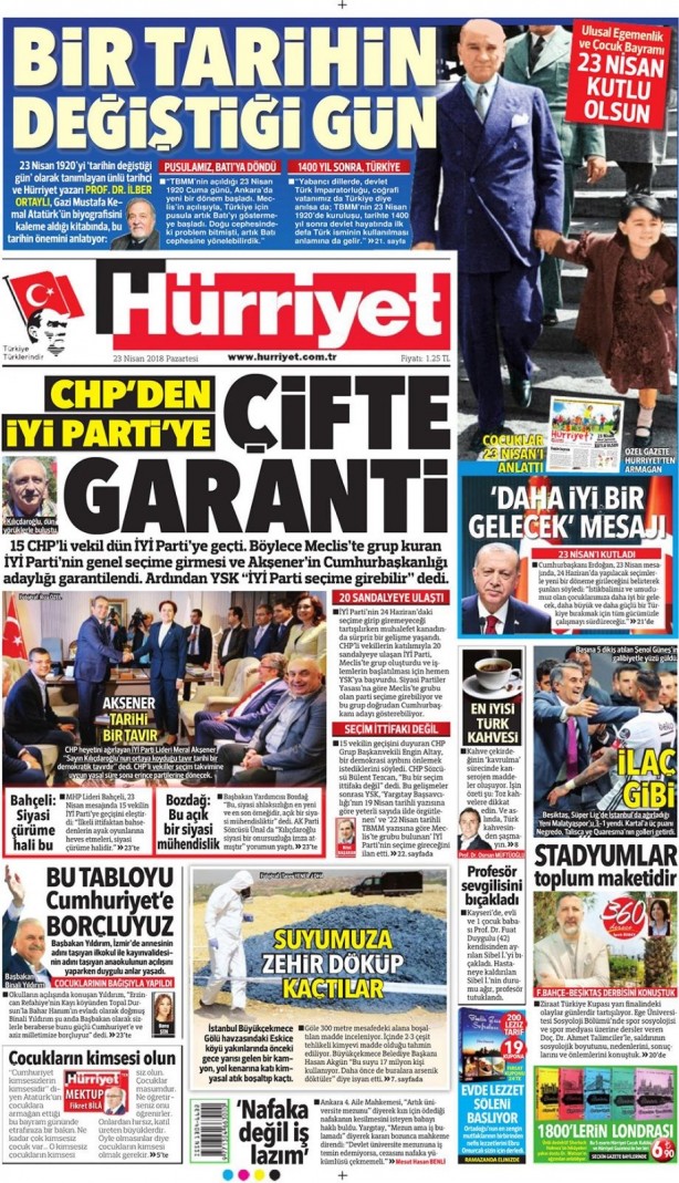 Foto - Günün gazete manşetleri (23 Nisan 2018)