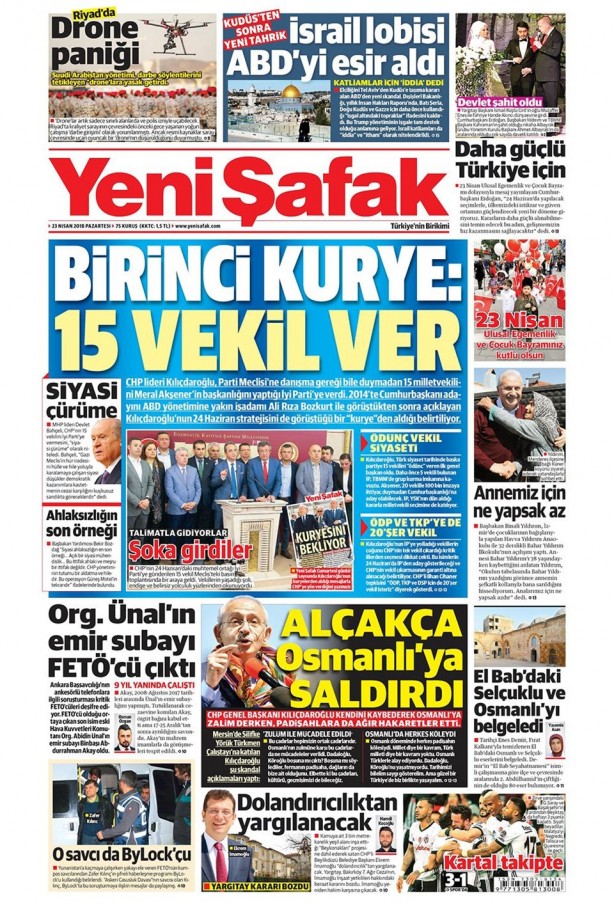 Foto - Günün gazete manşetleri (23 Nisan 2018)