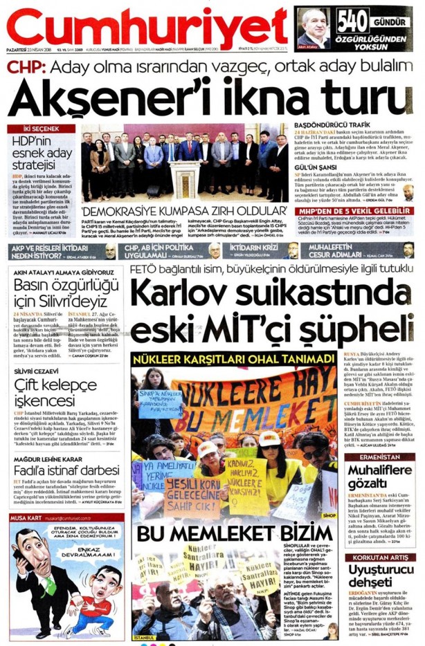 Foto - Günün gazete manşetleri (23 Nisan 2018)