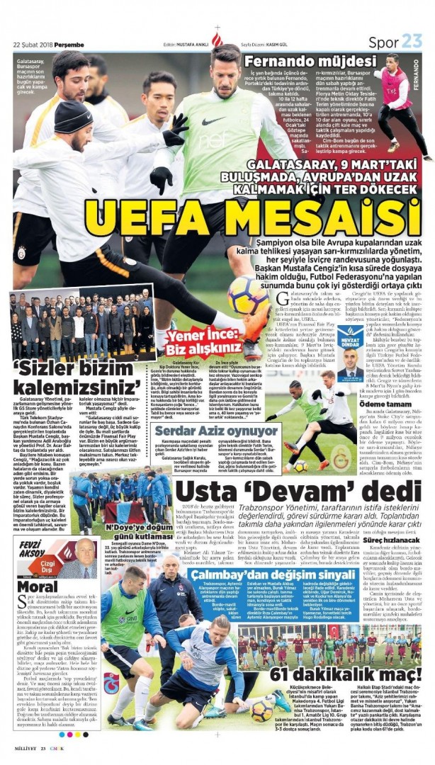 Foto - Günün spor gazete manşetleri (22 Şubat 2018)