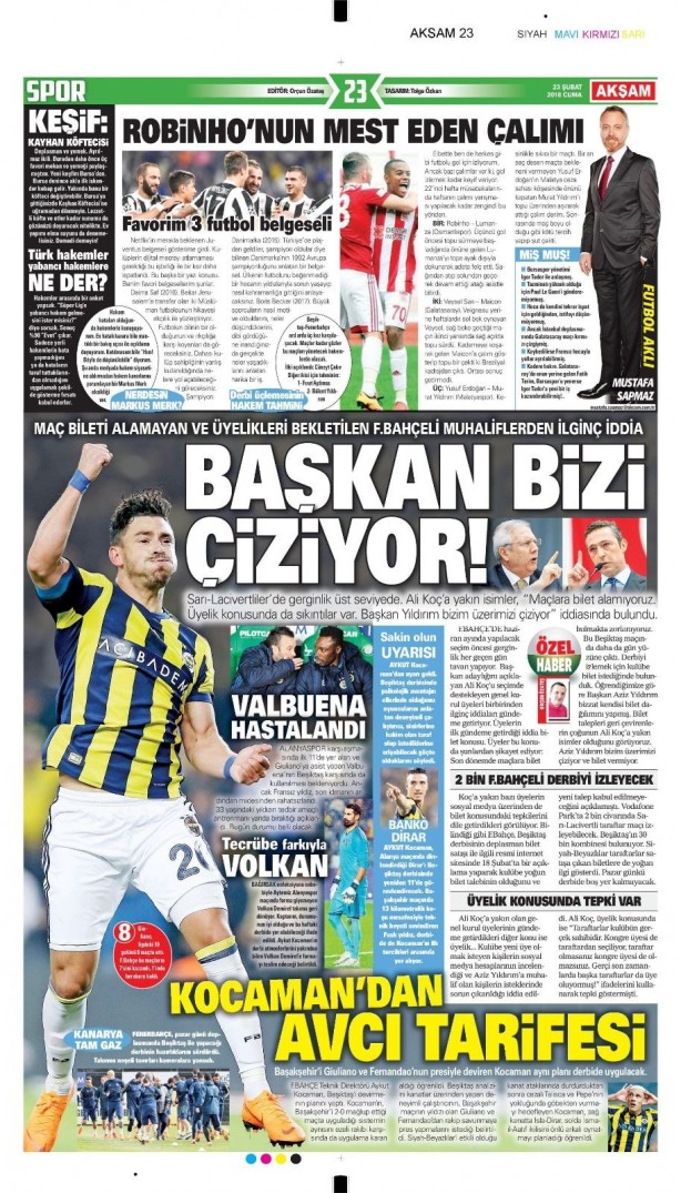 Foto - Günün spor gazete manşetleri (23 Şubat 2018)