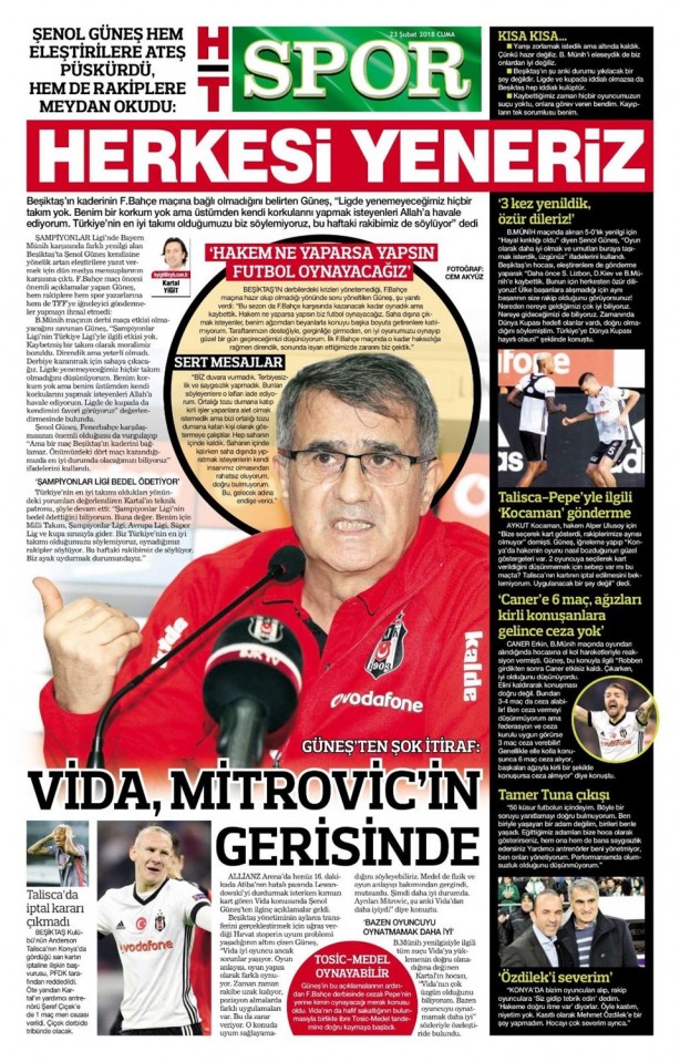 Foto - Günün spor gazete manşetleri (23 Şubat 2018)
