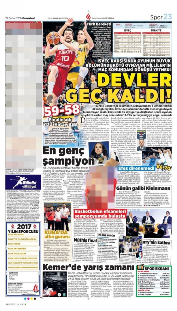 Foto - Günün spor gazete manşetleri (24 Şubat 2018)