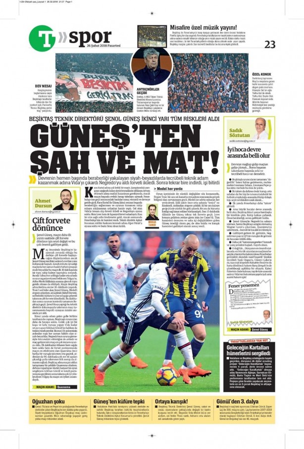 Foto - Günün spor gazete manşetleri (26 Şubat 2018)