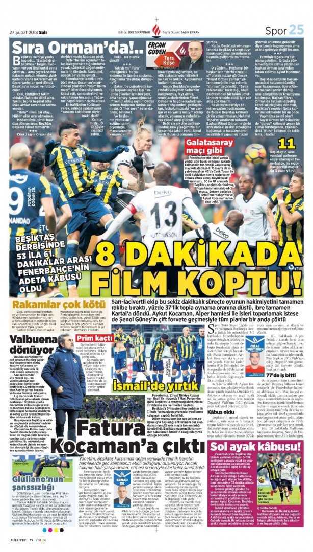 Foto - Günün spor gazete manşetleri (27 Şubat 2018)