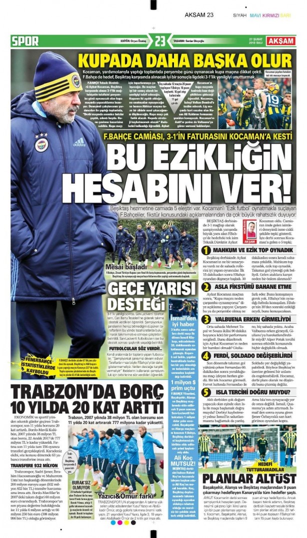 Foto - Günün spor gazete manşetleri (27 Şubat 2018)