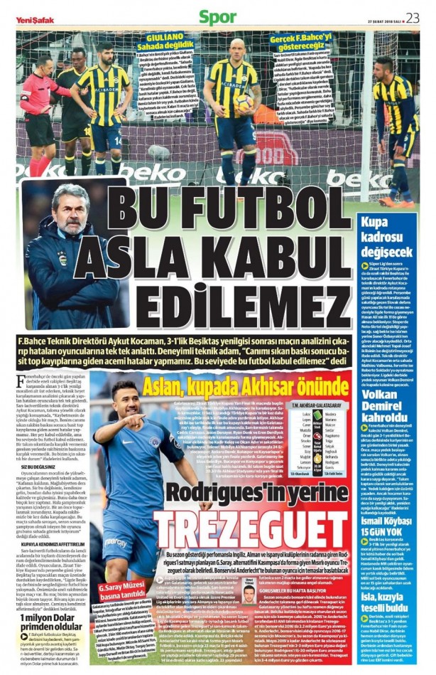 Foto - Günün spor gazete manşetleri (27 Şubat 2018)
