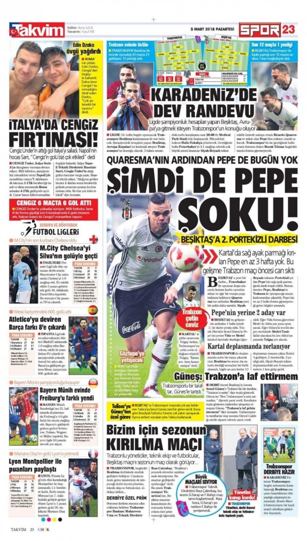 Foto - Günün spor gazete manşetleri (5 Mart 2018)