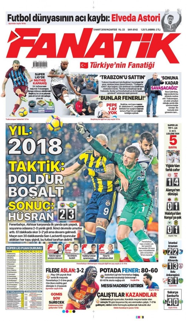 Foto - Günün spor gazete manşetleri (5 Mart 2018)