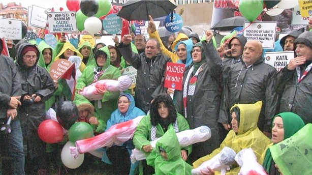 Foto - Hak-İş Filistinli kadınlar için ABD büyükelçiliğine yürüdü: Kahrolsun ABD, kahrolsun İsrail
