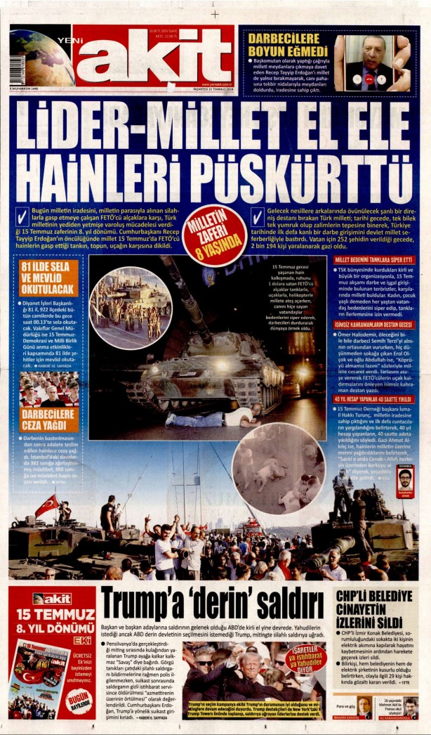 Foto - Hangi gazete 15 Temmuz destanını nasıl gördü?
