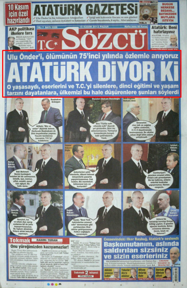 Foto - Hani "Biz ve onlar demek doğru değil" diyorlar ya… Sözcü’nün bu yaptığına ‘Atatürk istismarı’ denir!