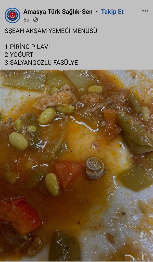 Foto - Hastane yemeğinden salyangoz çıktı!