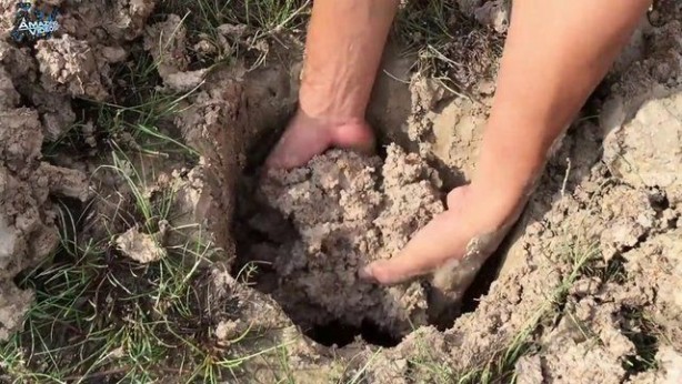 Foto - Hiçbir alet kullanmadan balık tuzağı yaptı