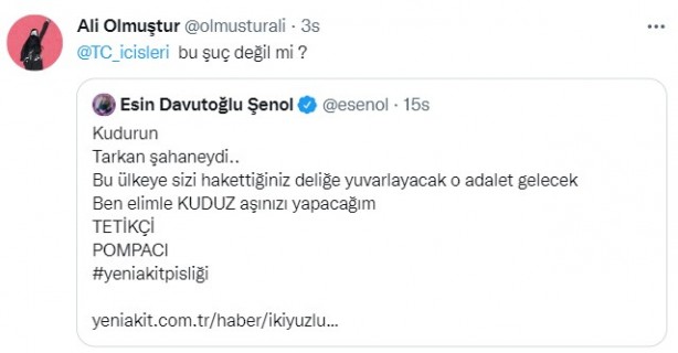 Foto - İkiyüzlülüğü ifşa olunca kudurdu! Akit'i kendi mesleğiyle tehdit eden Esin Davutoğlu Şenol'a cevap vatandaşlardan geldi