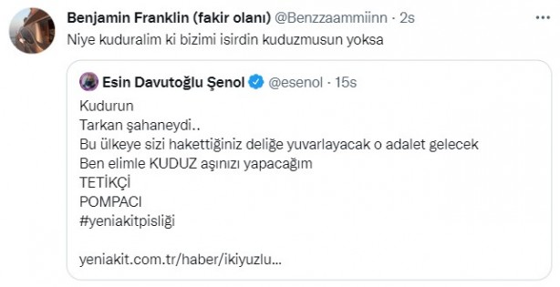 Foto - İkiyüzlülüğü ifşa olunca kudurdu! Akit'i kendi mesleğiyle tehdit eden Esin Davutoğlu Şenol'a cevap vatandaşlardan geldi