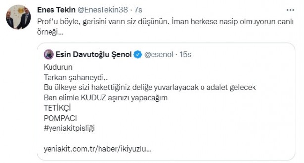 Foto - İkiyüzlülüğü ifşa olunca kudurdu! Akit'i kendi mesleğiyle tehdit eden Esin Davutoğlu Şenol'a cevap vatandaşlardan geldi
