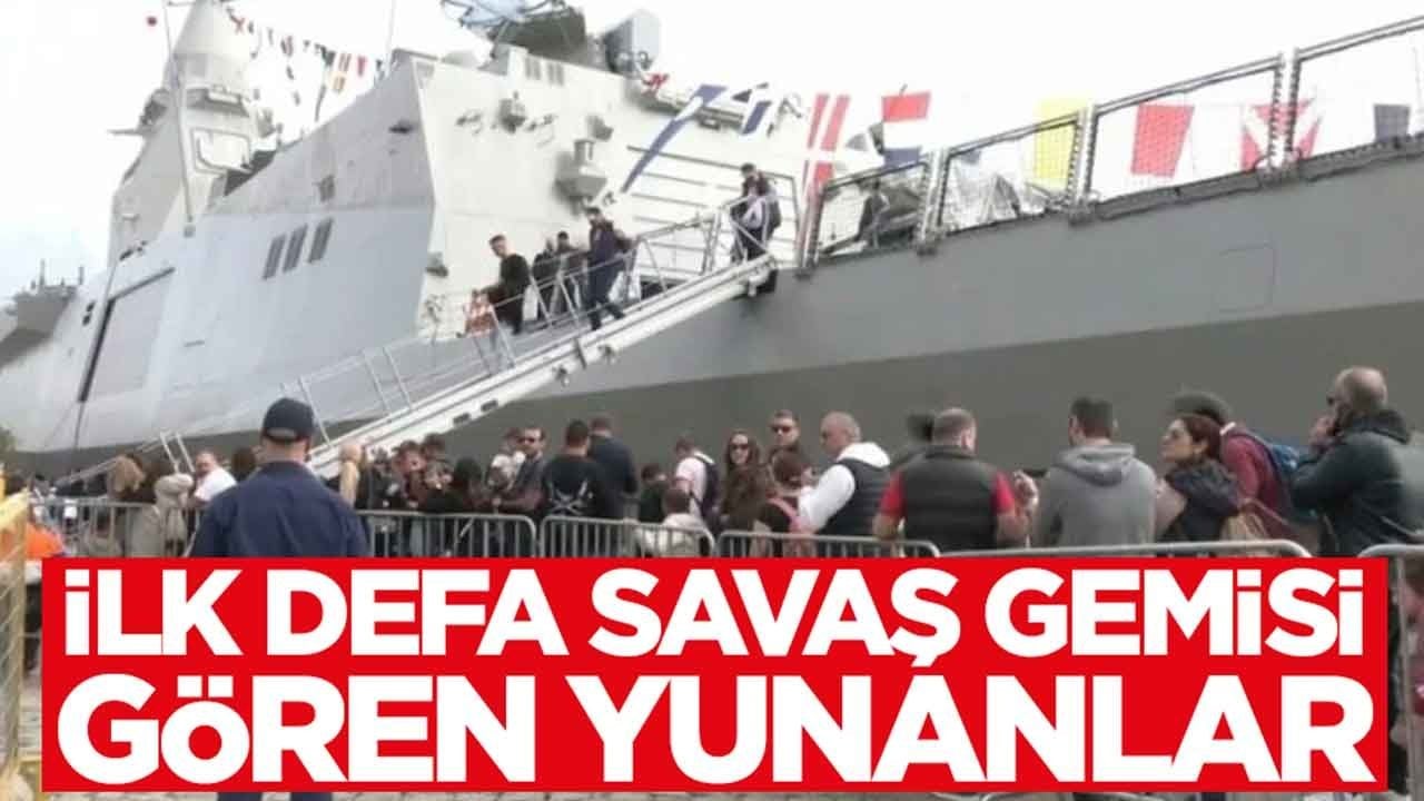 İlk defa savaş gemisi gören Yunanlar: Herkes oraya koştu