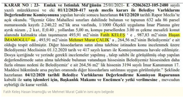 Foto - İmamoğlu ile birlikte Fatih Keleş’in de orada arsası çıktı Parsel parsel Kazdağı’nı paylaşmışlar! Karahasanoğlu 2019 yılında yazmıştı
