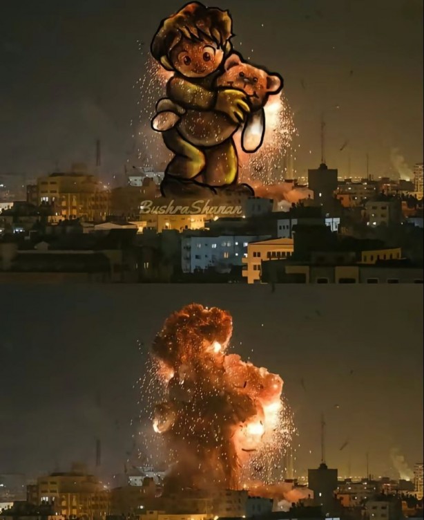 Foto - İsrail’in patlattığı bombaları hayal gücüyle resmetti! Paylaşım rekorları kırdı