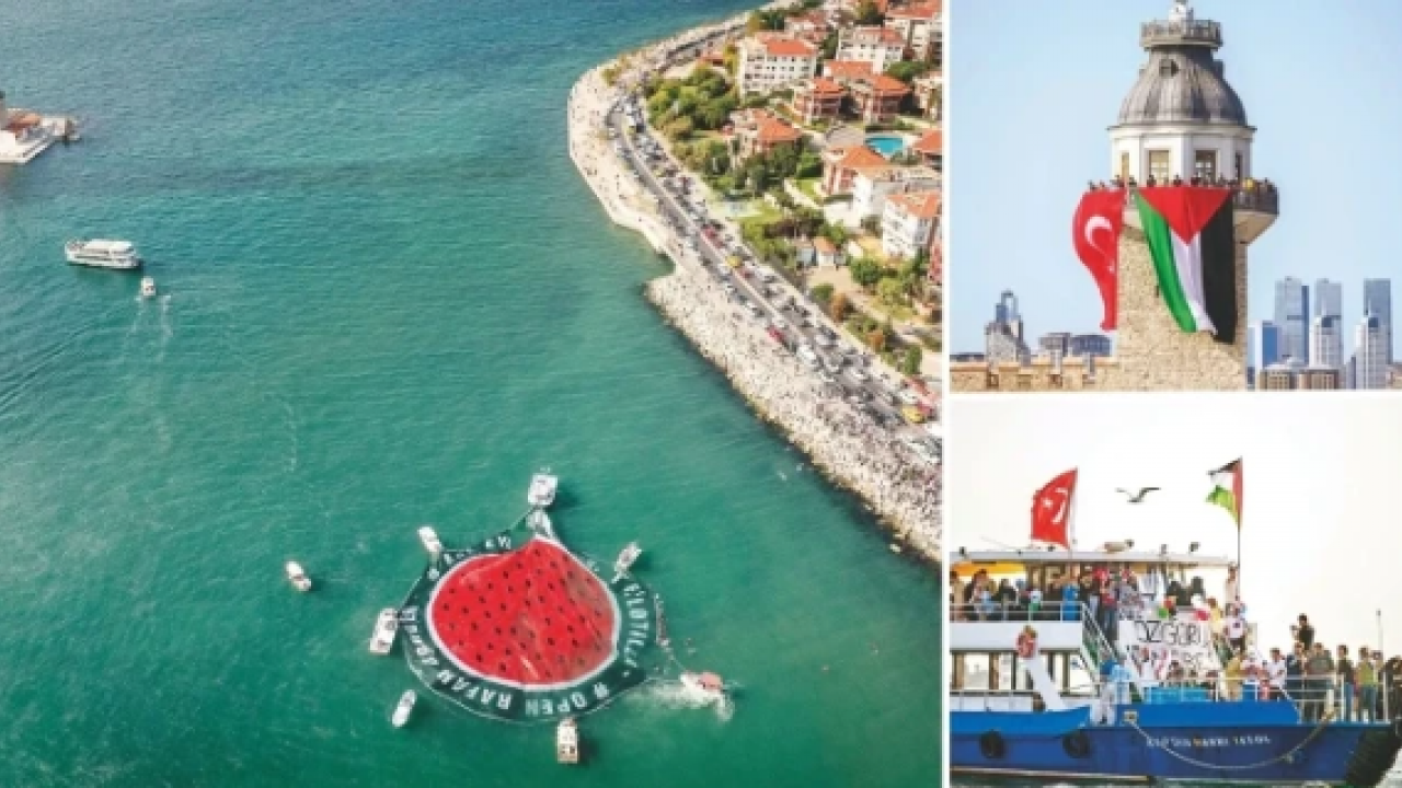 Foto - İstanbul Boğazı Gazze'yi selamladı