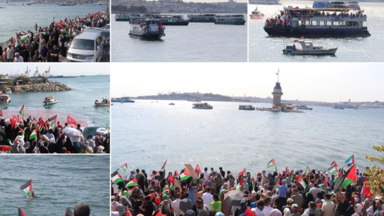 Foto - İstanbul Boğazı Gazze'yi selamladı
