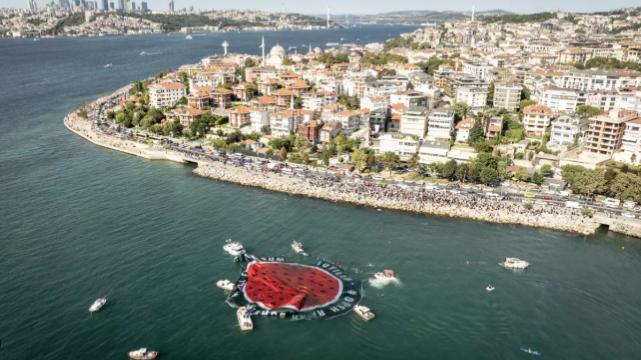 Foto - İstanbul Boğazı Gazze'yi selamladı