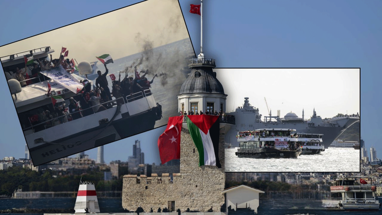 İstanbul Boğazı Gazze'yi selamladı