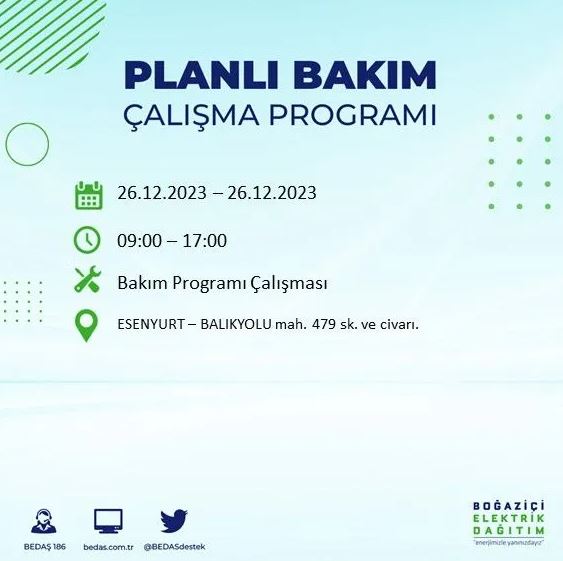 Foto - İstanbul'da bugün elektrik kesintisi yapılacak! İşte o ilçe ve sokaklar