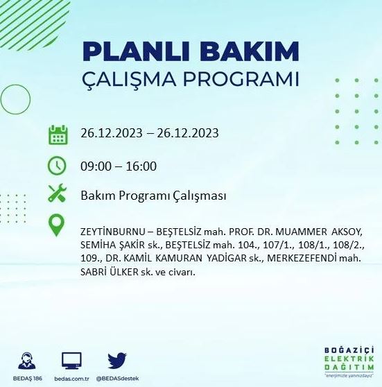 Foto - İstanbul'da bugün elektrik kesintisi yapılacak! İşte o ilçe ve sokaklar
