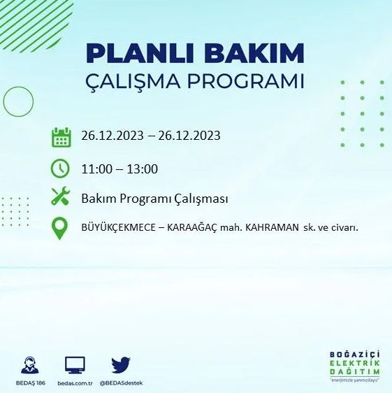 Foto - İstanbul'da bugün elektrik kesintisi yapılacak! İşte o ilçe ve sokaklar