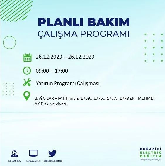 Foto - İstanbul'da bugün elektrik kesintisi yapılacak! İşte o ilçe ve sokaklar