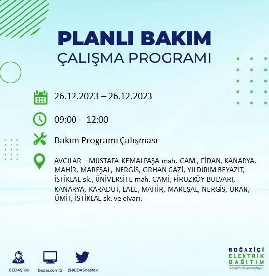 Foto - İstanbul'da bugün elektrik kesintisi yapılacak! İşte o ilçe ve sokaklar