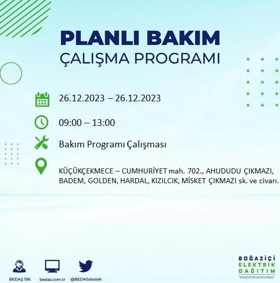 Foto - İstanbul'da bugün elektrik kesintisi yapılacak! İşte o ilçe ve sokaklar