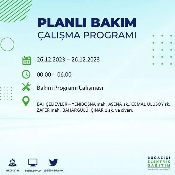 Foto - İstanbul'da bugün elektrik kesintisi yapılacak! İşte o ilçe ve sokaklar