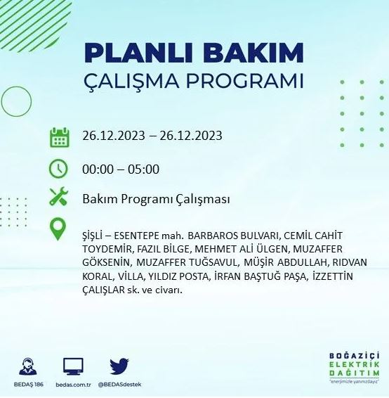 Foto - İstanbul'da bugün elektrik kesintisi yapılacak! İşte o ilçe ve sokaklar