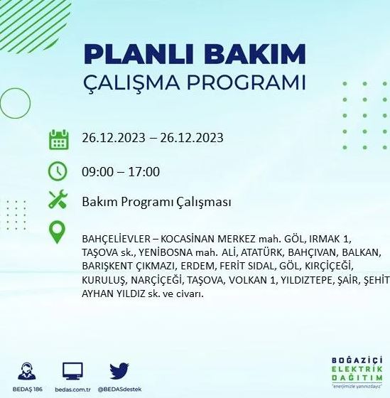 Foto - İstanbul'da bugün elektrik kesintisi yapılacak! İşte o ilçe ve sokaklar
